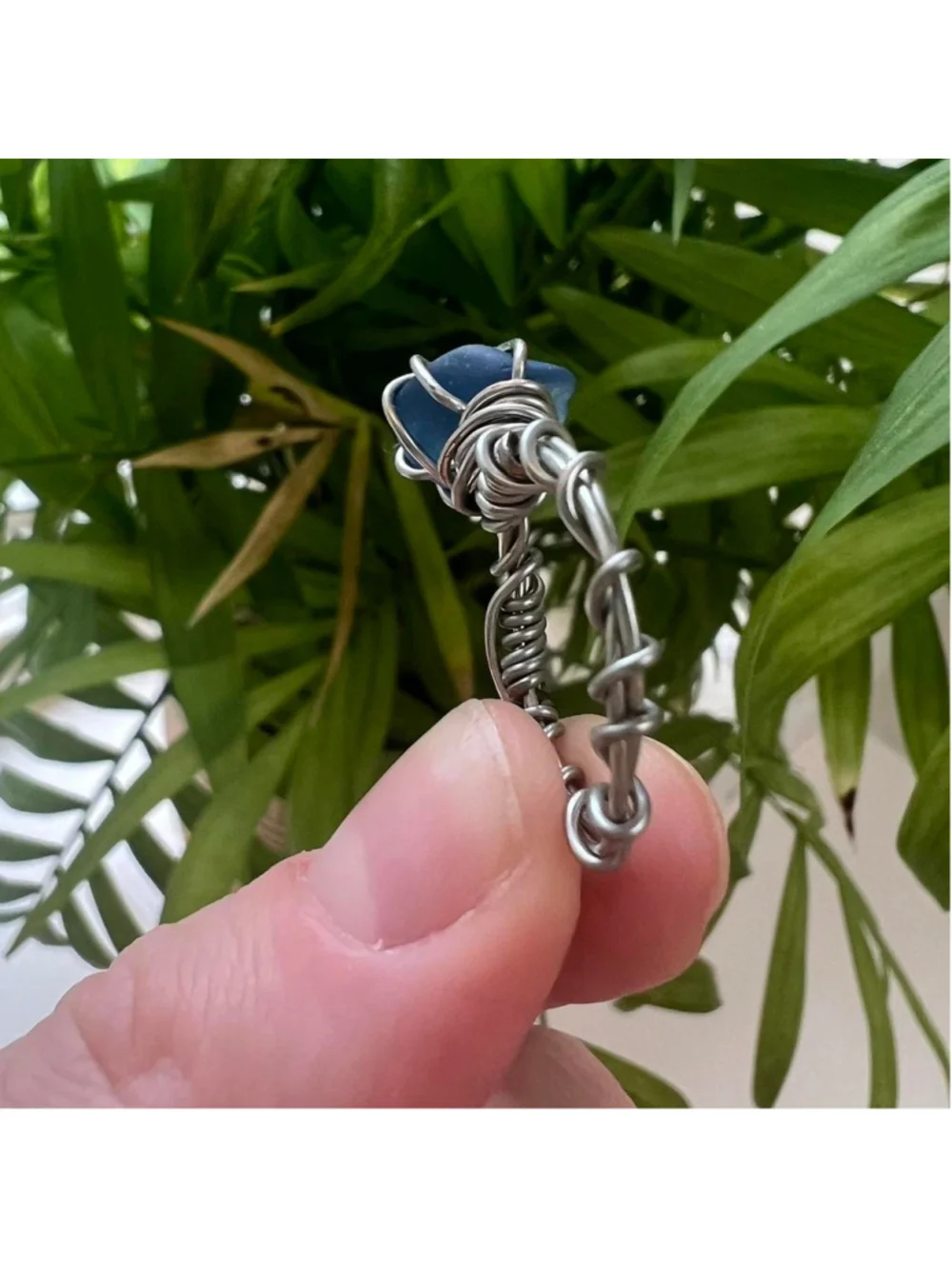 Handmade silver wire wrapped deep blue seaglass ring 🌊💫 PM me with any questi